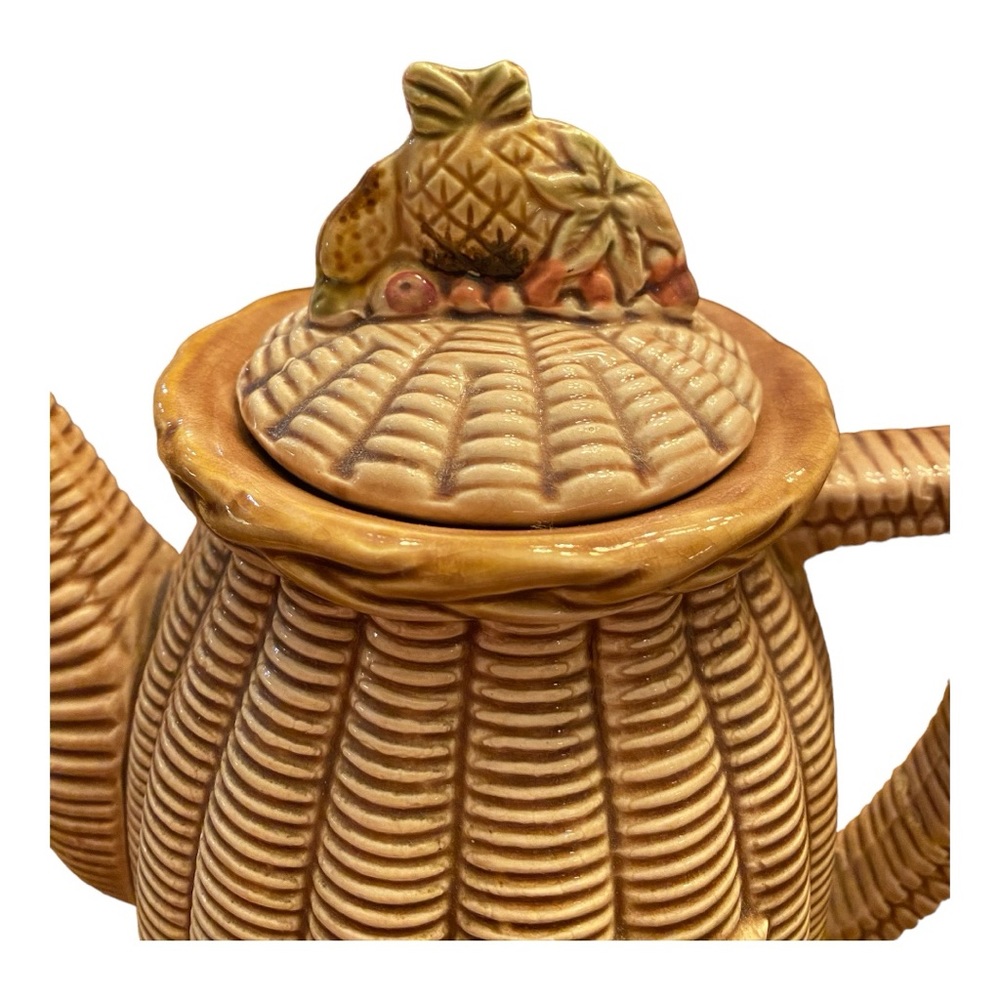 Vintage MCM TILSO Ceramic Basketweave Teapot numbered 53/110 made in Japan - Picture 6 of 11